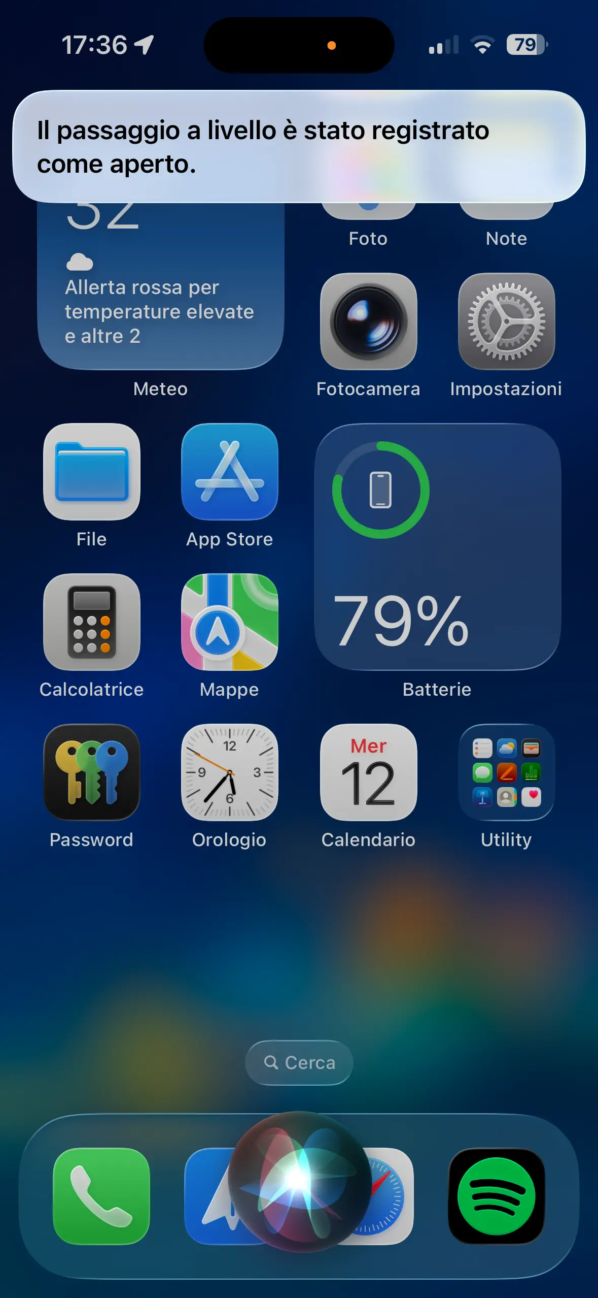 Interazione Siri per registrare lo stato del passaggio a livello